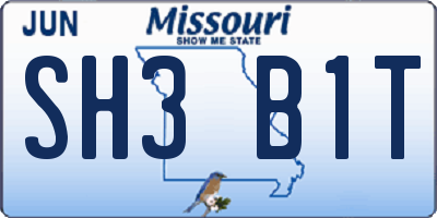 MO license plate SH3B1T