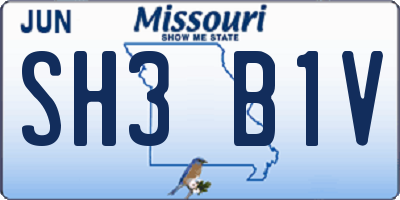 MO license plate SH3B1V