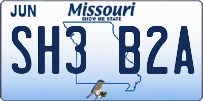 MO license plate SH3B2A
