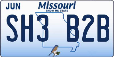 MO license plate SH3B2B