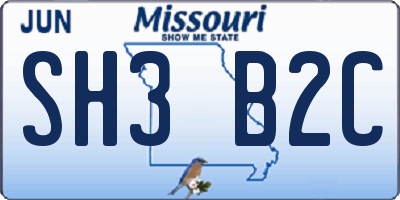 MO license plate SH3B2C