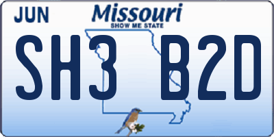 MO license plate SH3B2D