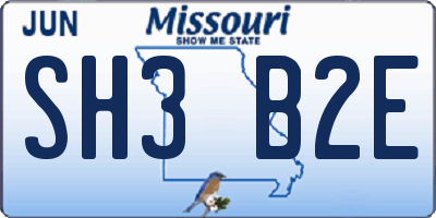 MO license plate SH3B2E