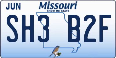 MO license plate SH3B2F