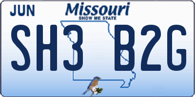 MO license plate SH3B2G