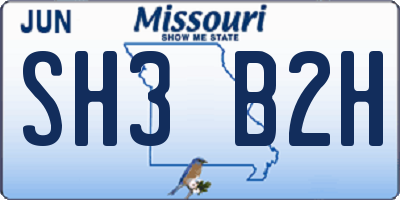 MO license plate SH3B2H