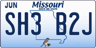 MO license plate SH3B2J