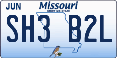 MO license plate SH3B2L