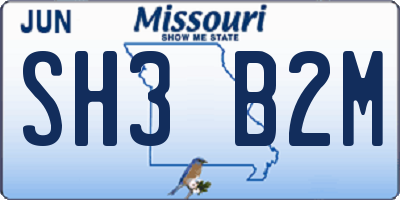 MO license plate SH3B2M