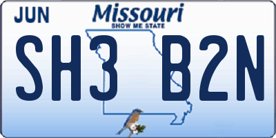 MO license plate SH3B2N