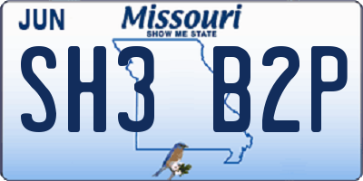 MO license plate SH3B2P