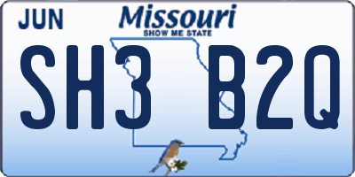 MO license plate SH3B2Q
