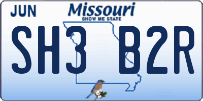 MO license plate SH3B2R