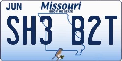 MO license plate SH3B2T