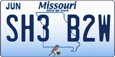 MO license plate SH3B2W