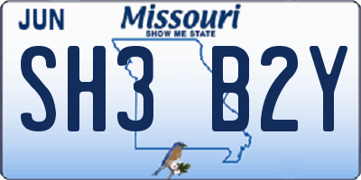 MO license plate SH3B2Y