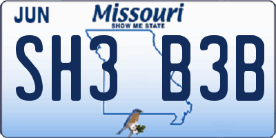 MO license plate SH3B3B