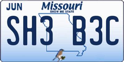 MO license plate SH3B3C