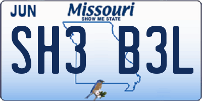 MO license plate SH3B3L