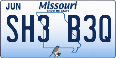 MO license plate SH3B3Q