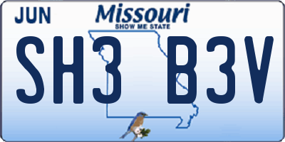 MO license plate SH3B3V