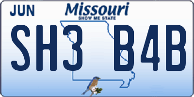MO license plate SH3B4B
