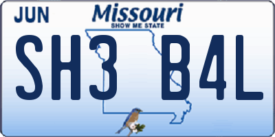 MO license plate SH3B4L