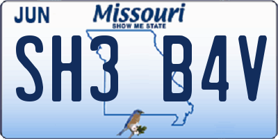 MO license plate SH3B4V