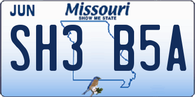 MO license plate SH3B5A