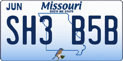 MO license plate SH3B5B