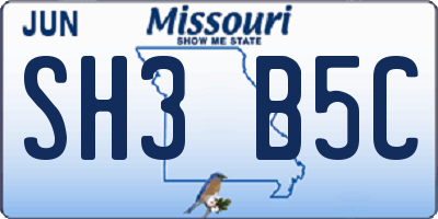 MO license plate SH3B5C