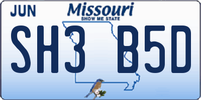 MO license plate SH3B5D