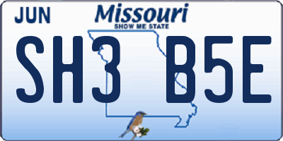 MO license plate SH3B5E