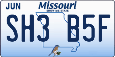 MO license plate SH3B5F