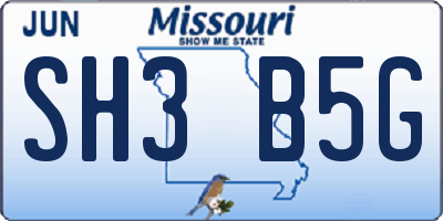 MO license plate SH3B5G