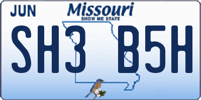 MO license plate SH3B5H
