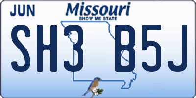 MO license plate SH3B5J