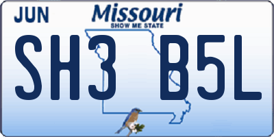 MO license plate SH3B5L