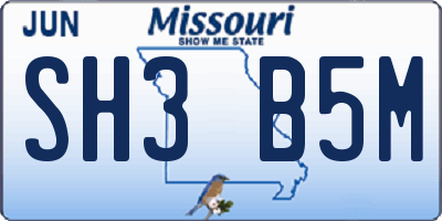 MO license plate SH3B5M