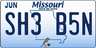MO license plate SH3B5N