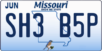 MO license plate SH3B5P