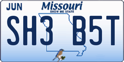 MO license plate SH3B5T