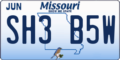 MO license plate SH3B5W