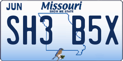 MO license plate SH3B5X
