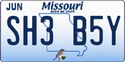 MO license plate SH3B5Y