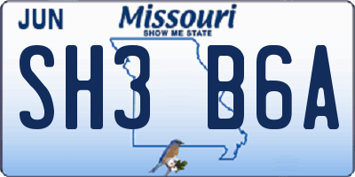 MO license plate SH3B6A