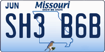 MO license plate SH3B6B