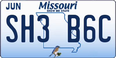 MO license plate SH3B6C