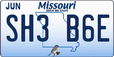MO license plate SH3B6E