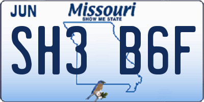 MO license plate SH3B6F